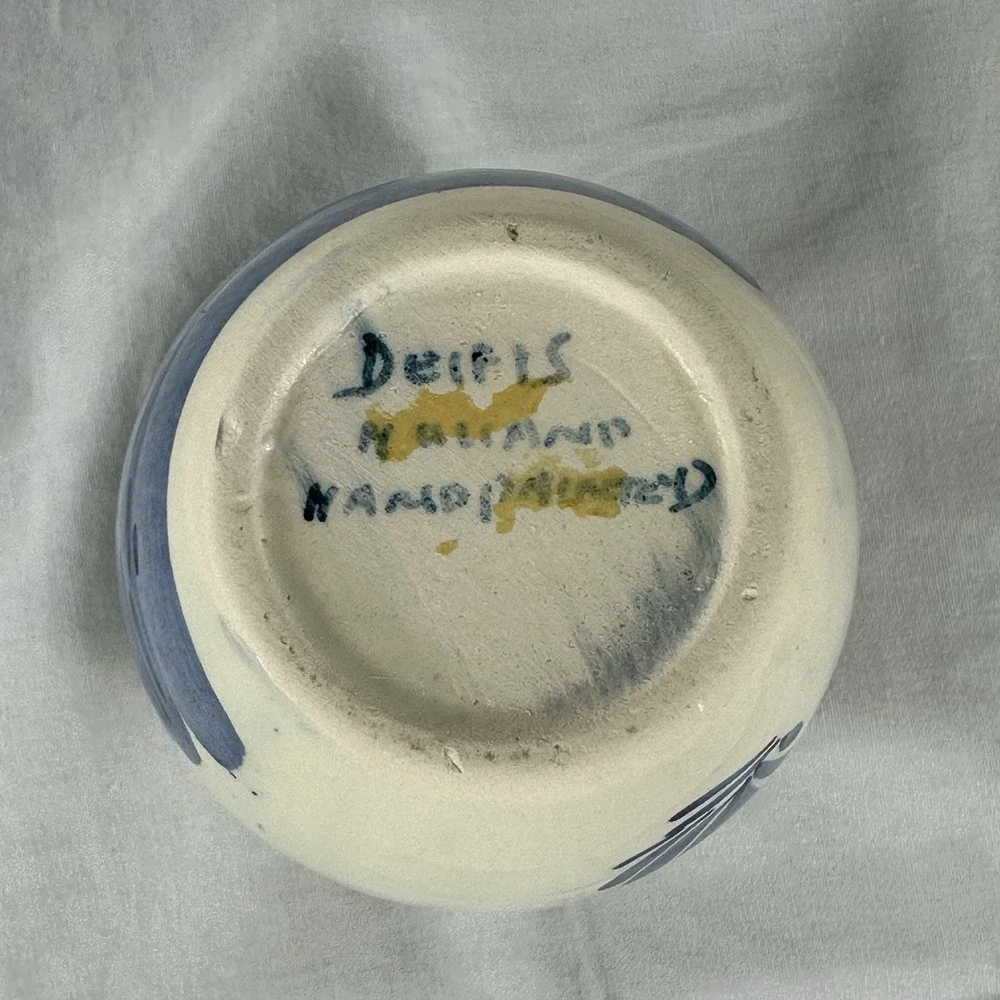 Vintage Delfts Handpainted Blue White Windmill Ginger Jar Pair Small 3.5